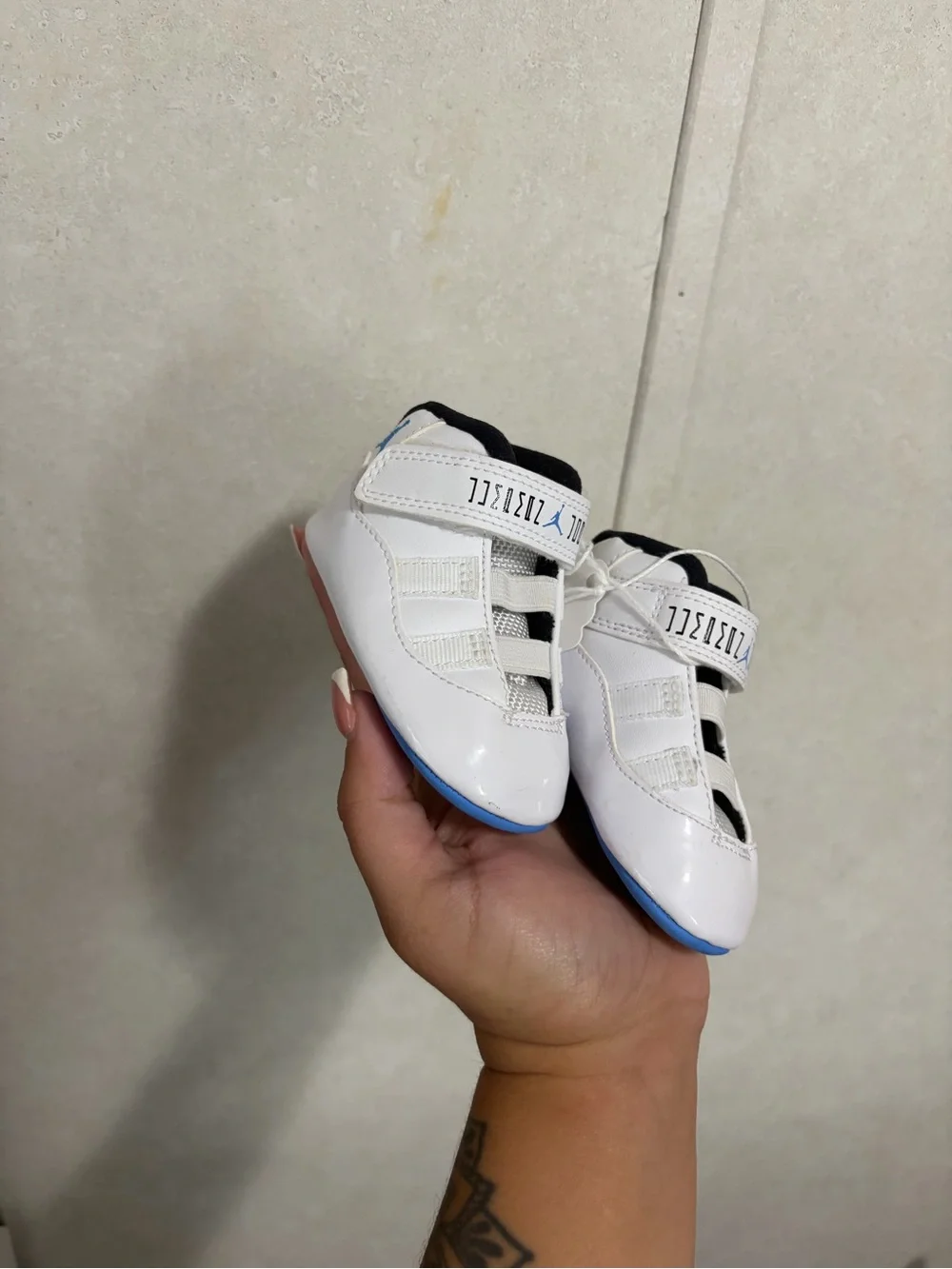 Jordan White and Blue Baby Walker Shoes